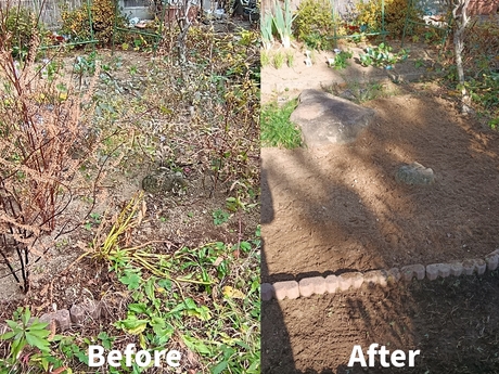 仙台市太白区で草むしり作業後の庭の様子｜雑草を除去して整地されたスッキリしたお庭