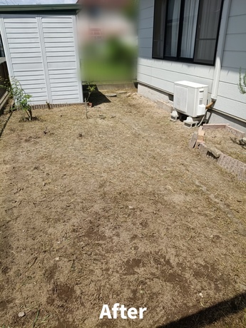 仙台市内の庭の草刈り完了後・伸びた雑草をきれいに除去