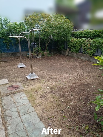 仙台市太白区で庭の草刈り・草むしり作業後|雑草を除去してすっきりした庭