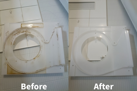 浴室換気扇カバー内部の清掃ビフォーアフター｜仙台市太白区