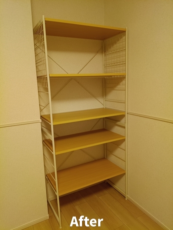 家具組み立て作業後に完成した収納ラック|岩沼市