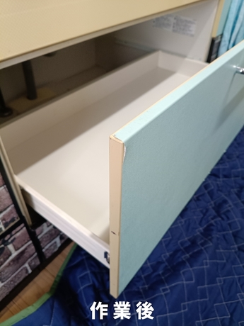 仙台市太白区のキッチン引き出しレール交換後|新品レールに交換しスムーズに動作する状態