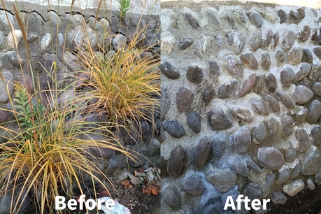 擁壁の清掃・モルタル補修のビフォーアフター比較|仙台市太白区